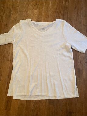 J. Jill Cream V-Neck Pima Slub Tee
